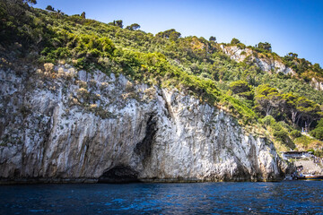 rocky coast of the sea, cliff, capri, island, naples, napoli, italy, europe