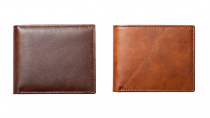 Two worn leather bound book covers isolated on black background