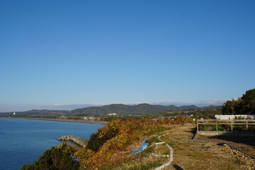Panoramic view of Pacific Ocean from Aki City, Kochi - Japan	