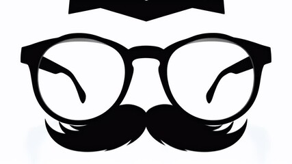 Black Mustache and Glasses Props Isolated on White Background - Powered by Adobe
