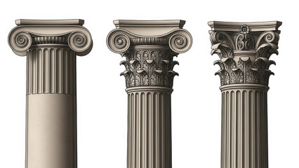 Fototapeta premium Classical columns design isolated on transparent background