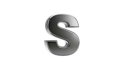 Naklejka premium 3D Chrome Letter S Icon on transparent background