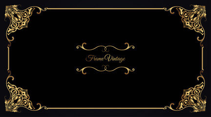 Vintage frame with gold mandala ornament