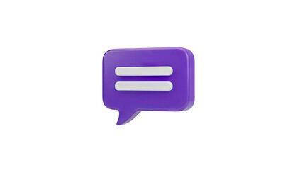 Fototapeta premium 3D Purple 3D Speech Bubble Icon with White Text Lines on transparent background