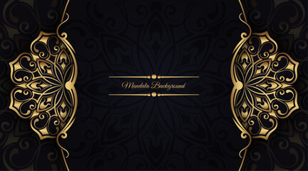 Luxury black mandala background, round decoration