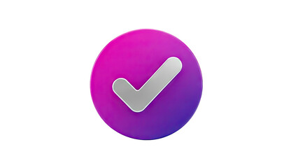 3D Check Mark Icon with Gradient Circle on transparent background
