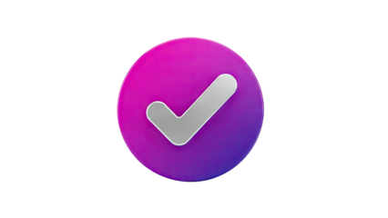 3D Check Mark Icon with Gradient Circle on transparent background