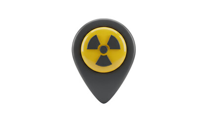 Fototapeta premium 3D Radioactive danger zone map pin icon on transparent background