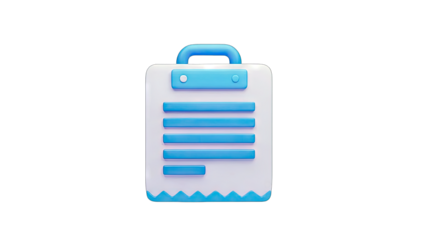 3D Clipboard Icon on transparent background