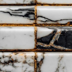 Close up of marble tiles with golden accents for design and decorative use