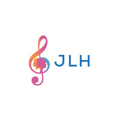 Fototapeta premium “Creative music logo with human silhouettes and treble clef in gradient colors, JLH Later Logo, modern artistic design isolated on white background” 