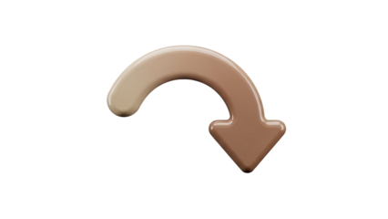 3D curved arrow made of liquid foundation on transparent background