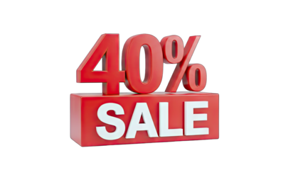 3D 40% Sale 3D render on transparent background