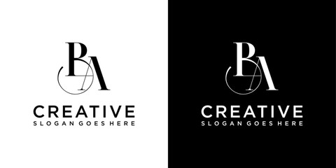 BA or AB initial letter logo design vector