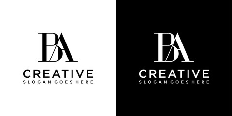 BA or AB initial letter logo design vector