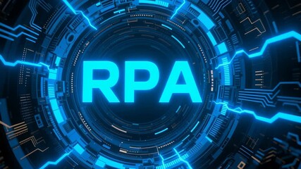 Ai agent generative, rpa transformation robotic process automation, big data, business automation, technology innovation, digital circuit futuristic glowing blue circular interface network - Powered by Adobe