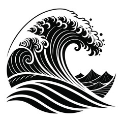 Ultra clean black and white 2d vector silhouette of stylized