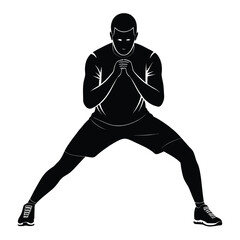 Black and white vector illustration of a man exercising
