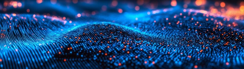 Stunning digital wave art on vibrant blue background capturing modern abstract flow and dynamic energy.