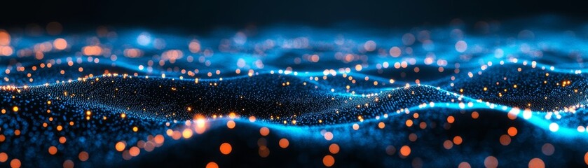 Mesmerizing bokeh lights illuminating deep dark background abstract luminous pattern.