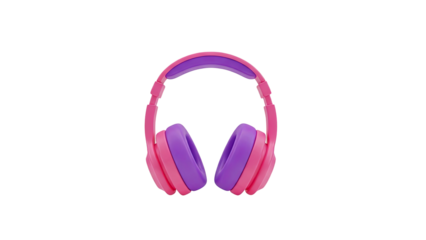 3D Children's Headphones Pink and Purple on transparent background