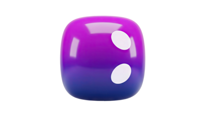 3D dice with gradient color and white dots on transparent background