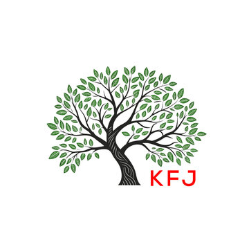 Green Tree of Life Logo Design KFJ Later Logo , Natural Environment Tree Branding, Sustainable  Tree Logo
