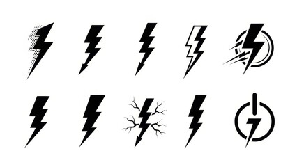 Set of black and white arrow icons and vector symbols featuring web direction signs, business pointers, and 3D bolt shapes for modern design illustrations