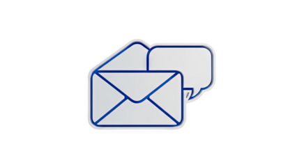 3D Email and Speech Bubble Icon on transparent background