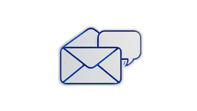 3D Email and Speech Bubble Icon on transparent background - Powered by Adobe