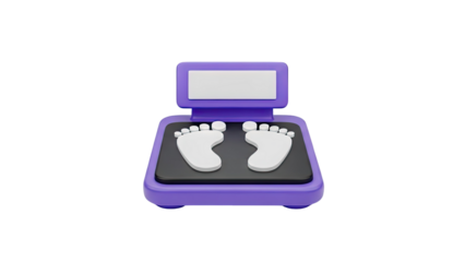 3D Footprints on a digital scale icon on transparent background