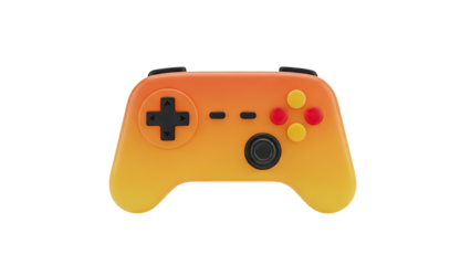 3D Game Controller with Orange and Yellow Gradient on transparent background