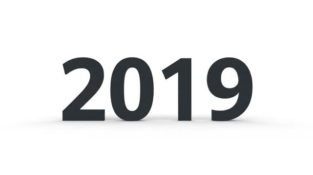 Bold 3d numbers floating on white background futuristic concept for year counting and data