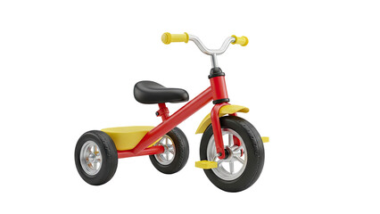 Obraz premium 3D Red and yellow children's tricycle on transparent background