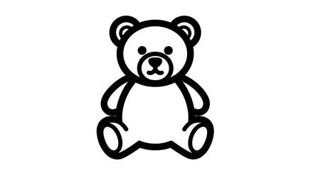 Obraz premium Cute black line teddy bear illustration.
