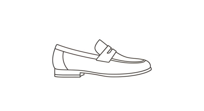 Classic Black Leather Penny Loafer Shoe Outline.