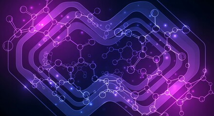 Purple and blue abstract molecular structure.