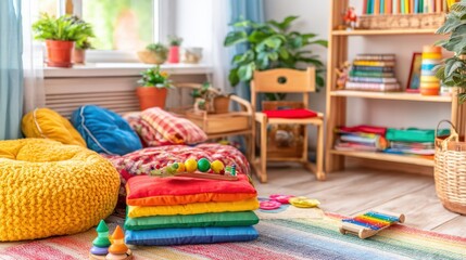 Creative learning environment for children colorful classroom educational space cozy atmosphere inspiring growth