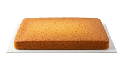 Rectangular plain sponge cake or pound cake baked base on transparent background