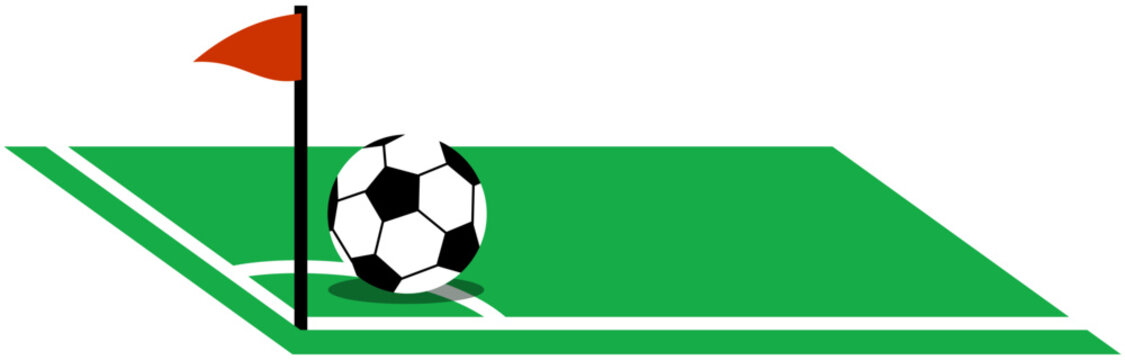Corner Kick Ball Illustration. Editable Color Vector