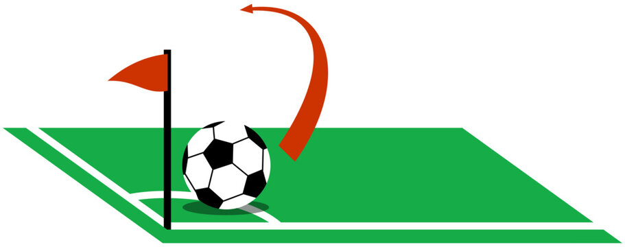 Corner Kick Direction Illustration. Editable Color Vector