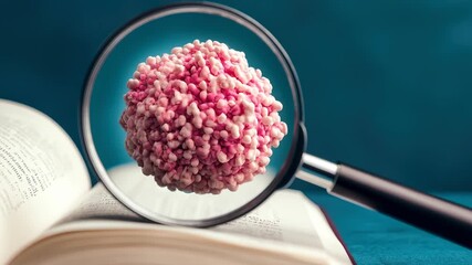 Microscope research science biology magnify cell virus study book knowledge enriches curiosity while discovery unfolds open book magnifying glass - Powered by Adobe