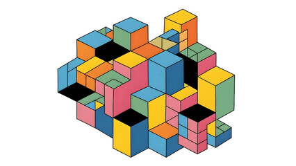 Obraz premium a geometric structure formed by connected cube shapes, visualizing modular construction digital architecture spatial logic and modern technological systems through clean contemporary design