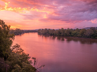 sunset over the river