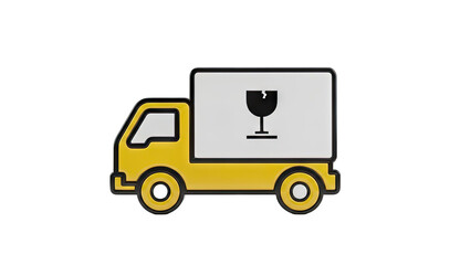 3D Fragile Delivery Truck Icon on transparent background
