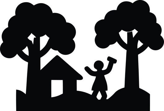 sarna grove worship jharkhand festival silhouette vector illustration on transparent background