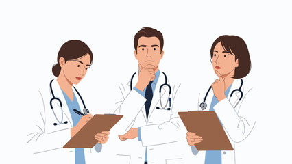 Fototapeta premium Medical professionals reviewing patient information together