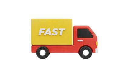 3D Fast Delivery Truck Icon on transparent background