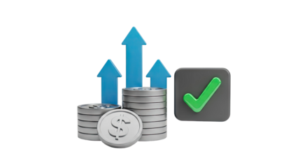 3D Financial growth and success concept on transparent background