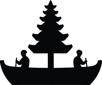 bali jatra maritime festival odisha silhouette vector illustration on transparent background